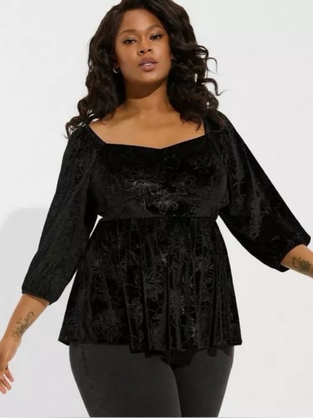 Torid velvet corset peplum black floral dark romantic Whimsigoth blouse top sz 2